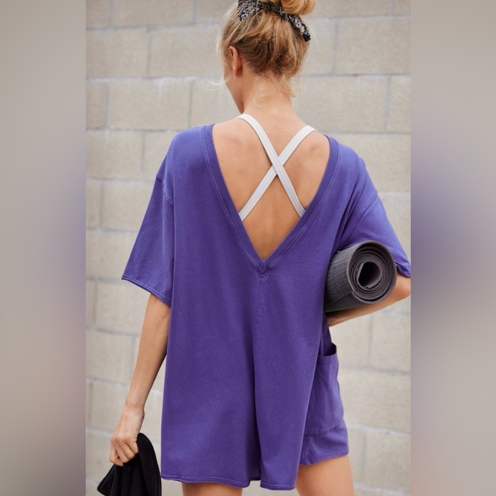 Free People Movement Hot Shot Tee Romper  size XS in Dark Amethyst - Picture 2 of 5